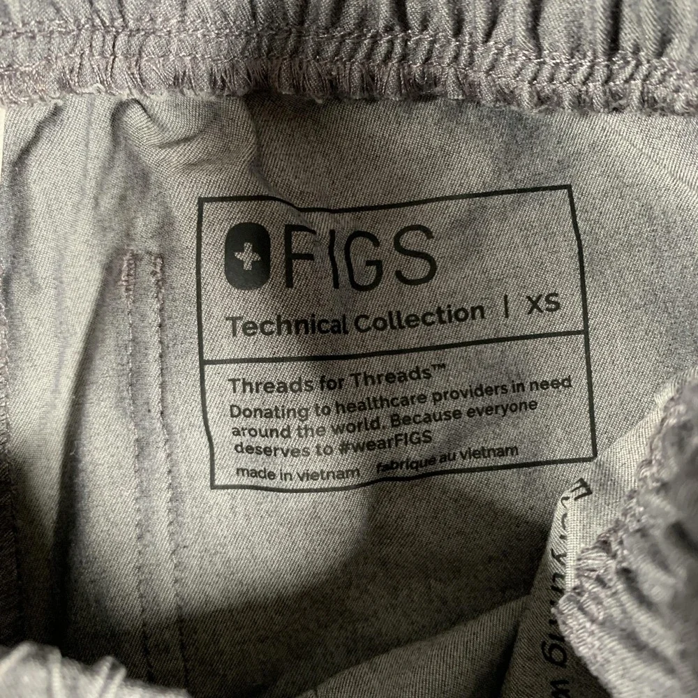 FIGS Scrub Pants Womens XS‎ Gray Technical Collection Drawstring Cargo Pockets